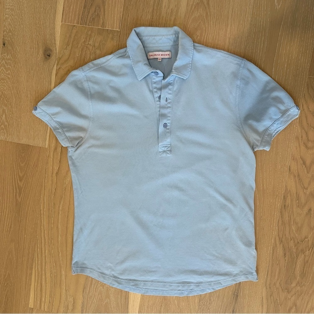 Orlebar Brown Blue Polo Size XXL Men’s Light Blue Pique Tailored Fit Sebastian